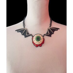 Too Fast Bat Wing Eyeball Necklace